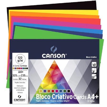 Imagem de Bloco Criativo CardsA4 32FL120g 325x235mm 8 cores - Canson