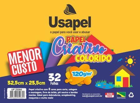 Imagem de Bloco Criativo Colorido 25060 120g 8 Cor 32 Fl-Usapel