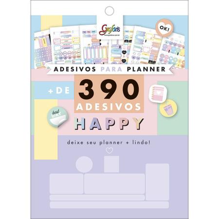 Bloco de Adesivos para Planners Happy 12 Folhas - 390 adesivos - Tilibra Imagem de Bloco de Adesivos para Planners Happy 12 Folhas - 390 adesivos