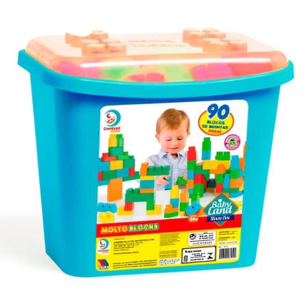 Imagem de Bloco De Montar Baby Land Menino Blocks Box 90 Peças - Azul