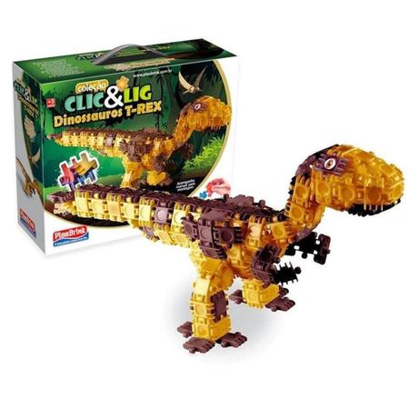 Blocos de Montar Dinossauro Brinquedo Infantil Clic E Lig