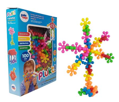 Brinquedo Blocos De Montar Plukt 100 Pecas Poki Toys - Paki Toys