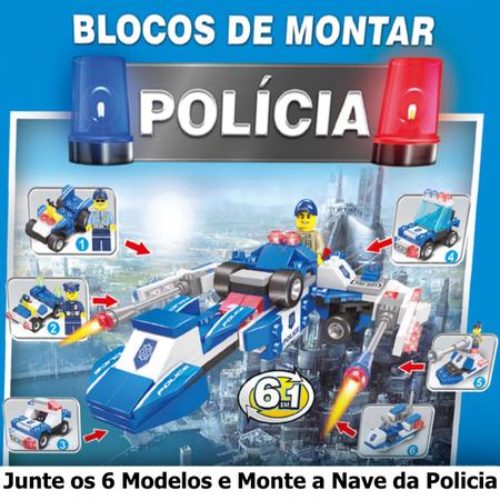 Imagem de Bloco de Montar Policia 2 Em 1 Colecionar 6 Em 1 Espaço Nave