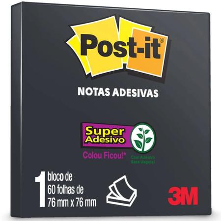 Imagem de Bloco de Notas Super Adesivas Post-it Preto 76x76mm 60 Folhas