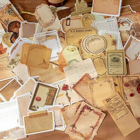 Imagem de Bloco de Notas Vintage Retrô - 100 Peças para Scrapbooking e Diário