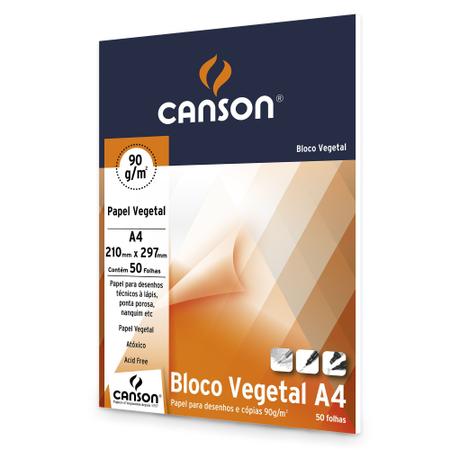 Imagem de Bloco de Papel Canson Vegetal Técnica 90g A4 50 Folhas