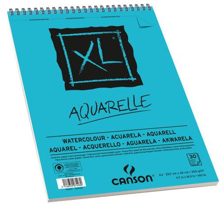 Imagem de Bloco Espiralado Canson XL Aquarelle 300g/m² A3 29,7 x 42 cm com 30 Folhas  400039171