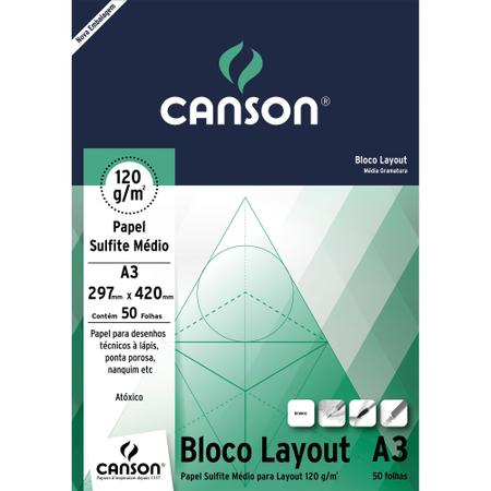 Imagem de Bloco Layout Canson 120g/m² A3 29,7 x 42 cm com 50 Folhas - 7155