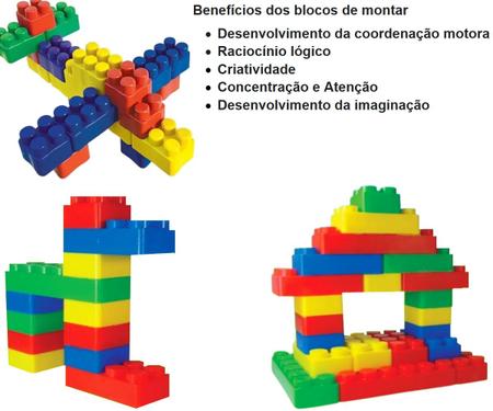 Blocos de Montar Infantil Educativo 500 Peças Médias - Cama