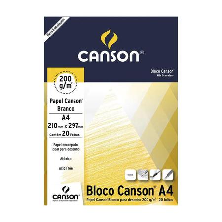 Imagem de Bloco Papel Desenho A4 Canson 200g Branco 20 Folhas