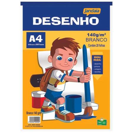 Imagem de Bloco para Desenho A4 Branco 140g Jandaia 20 Folhas