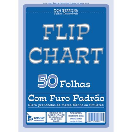 Imagem de Bloco para Flip Chart 75g 62x86cm com Serrilha e Furo Pacote com 50 Folhas Ref. 1553 Tamoio