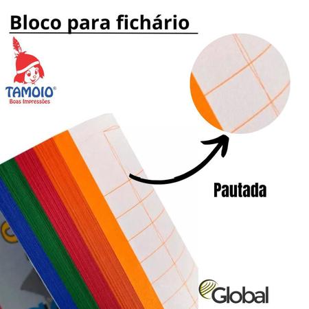 Imagem de Bloco Refil Fichário 1/4 Colorido Pautado 96 Folhas Escola