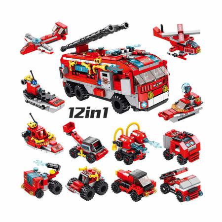 Imagem de Blocos de Montar - 12-1 - Cubic - City Bombeiro - Brigada de Incêndio - 558 peças - Multikids