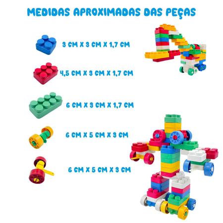 Blocos de Montar de Madeira Multiblocks Colorido 50 Peças Brinquedo  Educativo Brinquedos de Madeira Bambalalão Brinquedos Educativos