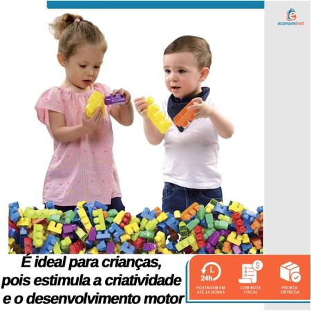 Imagem de Blocos De Montar 80 Peças Coloridas Brinquedo Educativo Para Bebês E Crianças Estimula A Criatividade E A Coordenação Motora Mk380