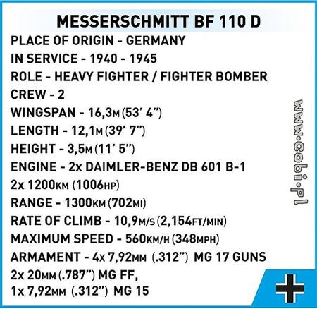 Imagem de Blocos De Montar Avião Messerchmitt BF 110 D Cobi 422 Pçs