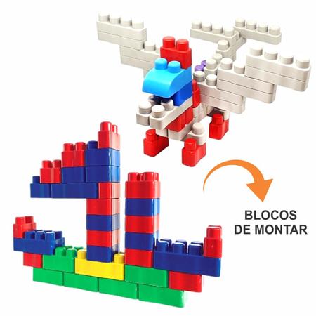 Brinquedo Blocos De Montar Educativo Bloc Slim 176 Peças