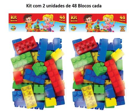 Jogo De Encaixe Blocos Pedagógico De Montar 60 Pçs Grandes - R$ 69,9