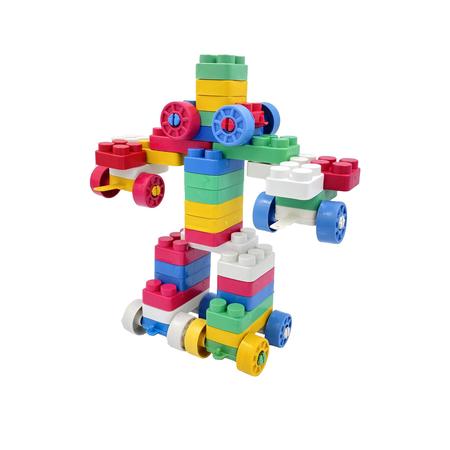 Blocos de Montar Brinquedo Educativo Infantil Balde 98 Peças