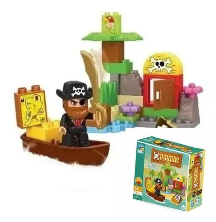 Imagem de Blocos De Montar Brinquedo Ilha Do Tesouro Pirata 30 Peças