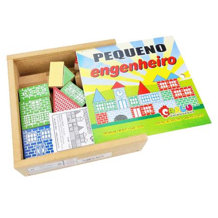 Blocos de Montar de Madeira Pequeno Engenheiro Carlu 50 Pçs - Bambinno  Brinquedos