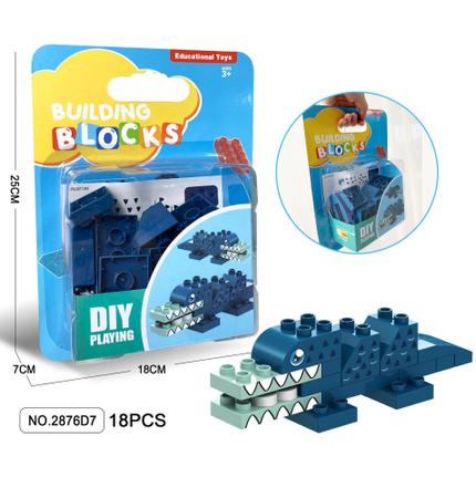 Imagem de Blocos de Montar Duplos Infantil Jacare Kids 18pcs JIESTAR