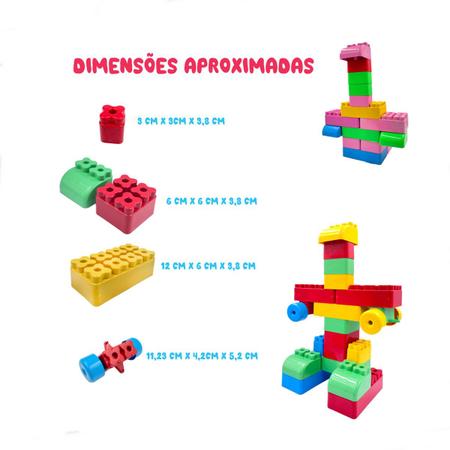 Brinquedo Blocos de Montar Bricks - 56 Itens - Extra Festas