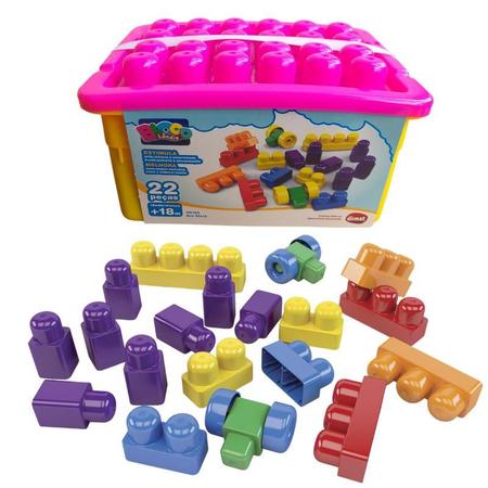 Blocos de Montar 22 Peças MK165 BOX BLOCK Infantil Educativo Pedagógico  Encaixe Didático Dia da Criança