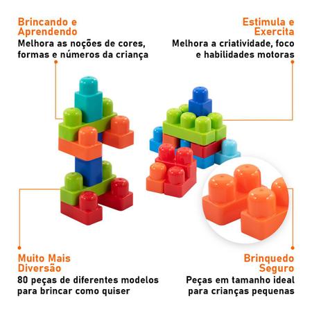 Brinquedo Blocos De Montar Grandes 77 Peças Infantil Criança