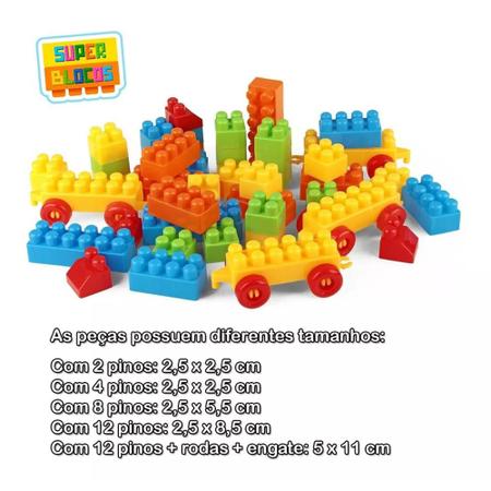 Blocos de Montar Infantil 84 peças Super Blocos Brinquedo