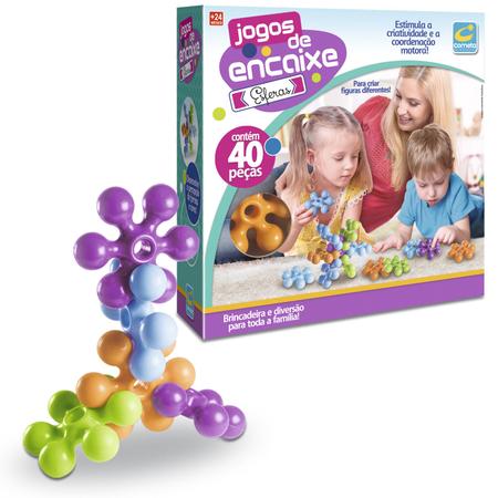 Blocos de Montar Jogo de Encaixe Esfera 40 Pçs Brinquedo - Cometa  Brinquedos - Brinquedos de Montar e Desmontar - Magazine Luiza