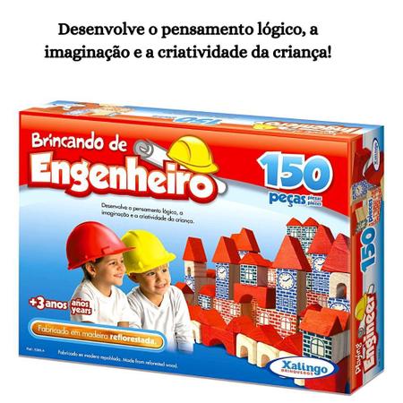Blocos De Montar Madeira Castelinho Antigo Com 53 Peças Encaixe de Peças  Brinquedo Infantil Educativo Menino Menina 3 Anos