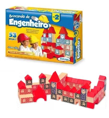 KIT EM MADEIRA 54 PEÇAS BRINQUEDOS BLOCOS PARA MONTAR E CONSTRUIR