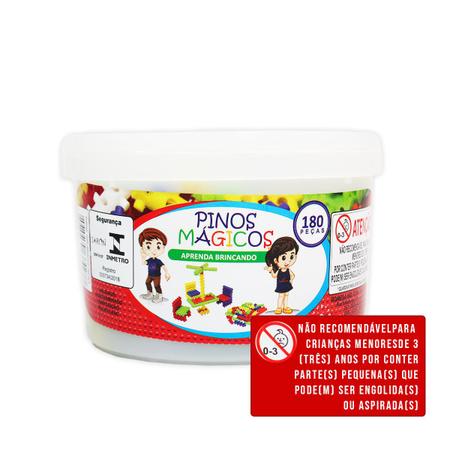 BLOCOS DE MONTAR PINOS MAGICOS INFANTIL 180 PÇS