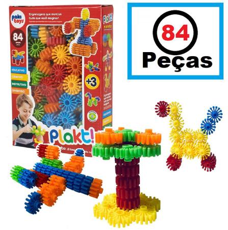 Jogo De Montar Plakt Com 84 Peças Blocos Brinquedo Educativo - Carrefour