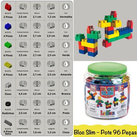 Imagem de Blocos de Montar Plástico 96 Peças Brinquedo Educativos Didático de Encaixar Super Colorido Infantil