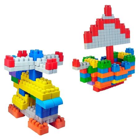 Imagem de Blocos de Montar Plástico 96 Peças Brinquedo Educativos Didático de Encaixar Super Colorido Infantil