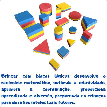 Imagem de Blocos Lógicos 48 Peças Educativo Pedagógico Madeira