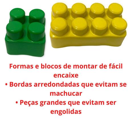 Jogo 130 Peças blocos de montar Grande Brinquedos para Bebês Didatico  Educativos - Colorido