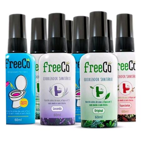 Imagem de Bloqueador de Odores Sanitários FreeCô Tutti Frutti - 60ml Kit C/ 04 Uni