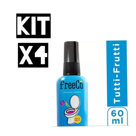 Imagem de Bloqueador de Odores Sanitários FreeCô Tutti Frutti - 60ml Kit C/ 04 Uni