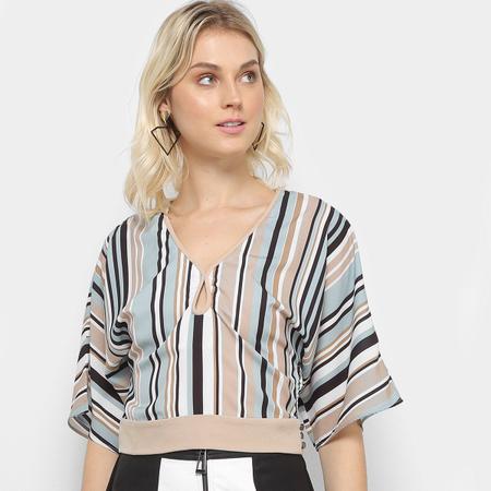Blusa Acostamento Top Cropped Listras Feminina Blusas Femininas