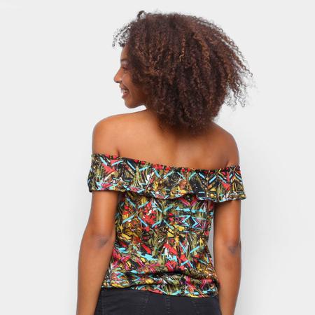 Imagem de Blusa Água Viva Ombro A Ombro E Amarração Color Block Feminina