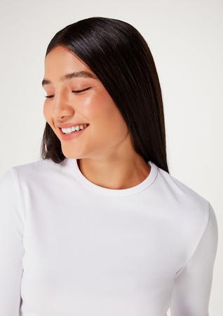 Blusa Básica Feminina Manga Longa Com Elastano