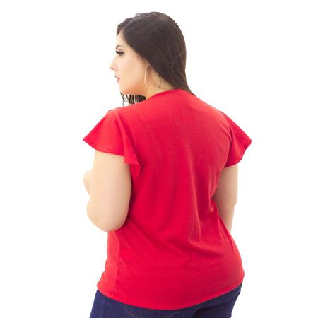 Blusa Básica Plus Size Detalhe Ponteiras Lecimar Vermelha - Blusa Plus Size  Feminina - Magazine Luiza
