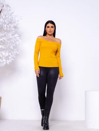 Blusa Blusinha Manga Longa Frio Inverno Basica Ombro a Ombro Feminina Camiseta Moda Super Fashion Top Horim Modas Blusa Ombro a Ombro Magazine Luiza
