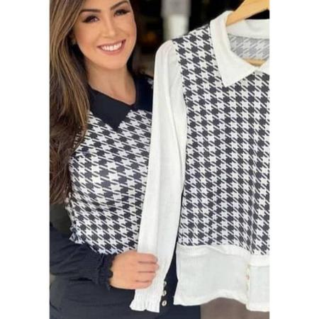 Blusa Tricot Xadrez Vermelha com Preto Pied Poule Inverno - Dea Dress -  Blusas Femininas - Magazine Luiza