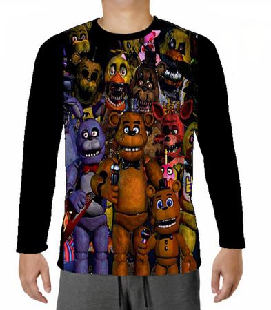 Blusa Camiseta Manga Longa 10 Five Nights at Freddy's Jogo