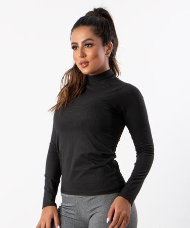 Blusa Canelada Manga Longa Feminina Gola Alta - blees Imagem de Blusa Canelada Manga Longa Feminina Gola Alta